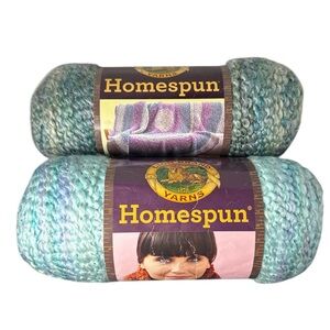 2 Skeins Lion Brand HOMESPUN Yarn Lagoon 6oz 185yd 5 Bulky USA MADE
